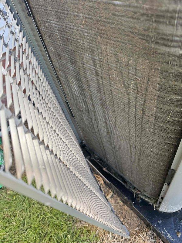 Completed annual preventative maintenance on a one-year-old air conditioning system under manufacturer's warranty plan. Performed comprehensive inspection of outdoor condensing unit, including examination of electrical connections at the contactor and assessment of condenser coil condition. Noted moderate accumulation of dirt and debris on exterior coil fins, which was documented with photographs. All electrical terminations at the contactor were verified to be secure with proper wire connections intact. System operational check confirmed unit is functioning within normal parameters.