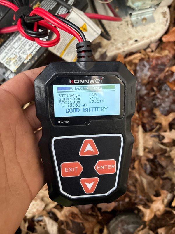 Performed scheduled preventive maintenance on standby generator unit. Conducted comprehensive battery load test using digital analyzer, confirming battery health at 100% state of charge with 13.21V output and 540A cranking capacity—all parameters within manufacturer specifications. Inspected generator housing, verified proper ventilation, checked indicator lights for operational status, and confirmed unit readiness for automatic operation during power outages.