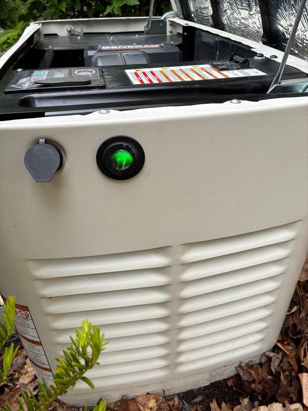 Performed scheduled preventive maintenance on standby generator unit. Conducted comprehensive battery load test using digital analyzer, confirming battery health at 100% state of charge with 13.21V output and 540A cranking capacity—all parameters within manufacturer specifications. Inspected generator housing, verified proper ventilation, checked indicator lights for operational status, and confirmed unit readiness for automatic operation during power outages.