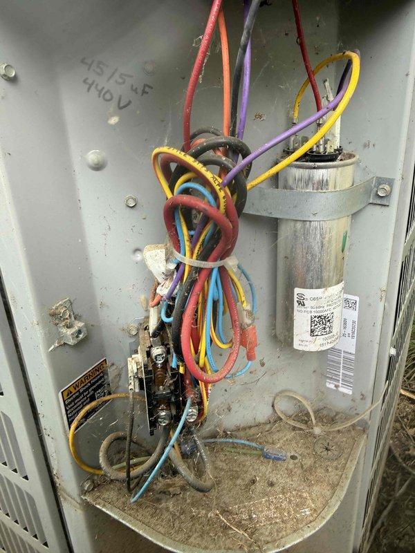 Completed preventative maintenance tune-up on residential air conditioning system over 10 years old. Performed comprehensive inspection of indoor air handler unit and electrical components, including capacitor testing and verification of all wire connections. System found to be operational with normal wear consistent with age; all electrical connections secure and capacitor within acceptable parameters.