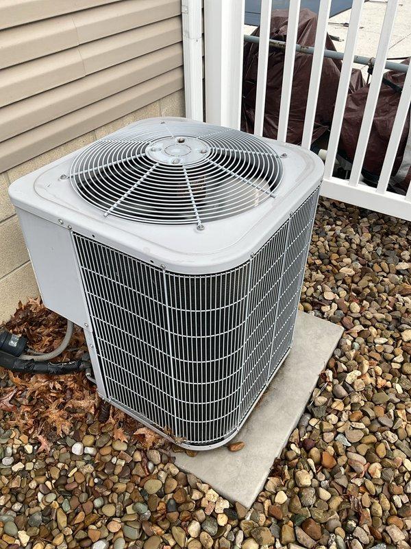 Completed seasonal tune-up on outdoor condensing unit, including capacitor inspection, electrical connection verification, and debris removal from equipment area. Unit tested and operating within normal parameters; all components functioning properly with no deficiencies noted.