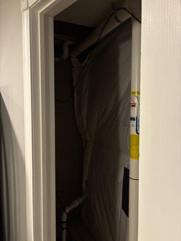 Installed dedicated 240V high-power circuit for water heater in utility closet, completing rough-in wiring and breaker panel integration. Routed appropriate gauge conductors through wall cavities with insulation present, terminated connections at main electrical panel with proper circuit protection, and established grounding per code requirements. All electrical work performed to ensure safe operation of water heating equipment.