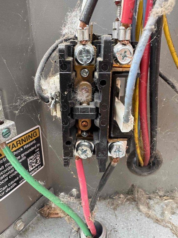 Completed preventive maintenance cooling visit on 7-year-old system. Successfully accessed unit using appropriately sized tool to open AC door panel as noted from previous service difficulty. Performed standard maintenance inspection of electrical components including contactor assembly and run capacitor, both showing normal wear consistent with system age with minor oxidation and dust accumulation present but components functioning within acceptable parameters.