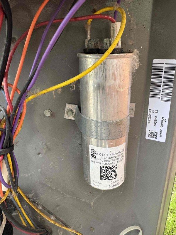 Completed preventive maintenance cooling visit on 7-year-old system. Successfully accessed unit using appropriately sized tool to open AC door panel as noted from previous service difficulty. Performed standard maintenance inspection of electrical components including contactor assembly and run capacitor, both showing normal wear consistent with system age with minor oxidation and dust accumulation present but components functioning within acceptable parameters.
