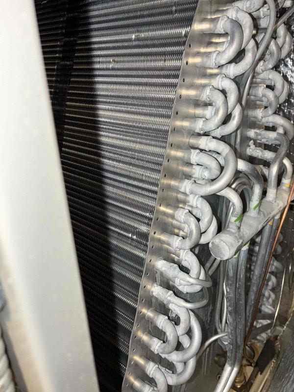 Completed MVP cooling maintenance visit on primary HVAC system. Inspected evaporator coil assembly and control board, confirming all components operational with normal wear patterns. Customer declined service on mini split unit during this visit.