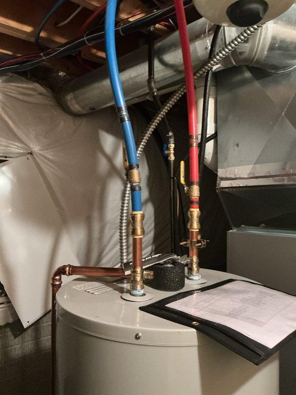 Responded to service call for inadequate hot water supply from residential tanked water heater. Customer reported hot water only lasting through one load of dishes before running cold. Upon inspection, diagnosed faulty lower heating element causing insufficient water heating capacity. Replaced defective lower heating element with new component, restored proper electrical connections, and verified both upper and lower elements operating within manufacturer specifications. Tested unit operation and confirmed adequate hot water recovery time restored to normal parameters.