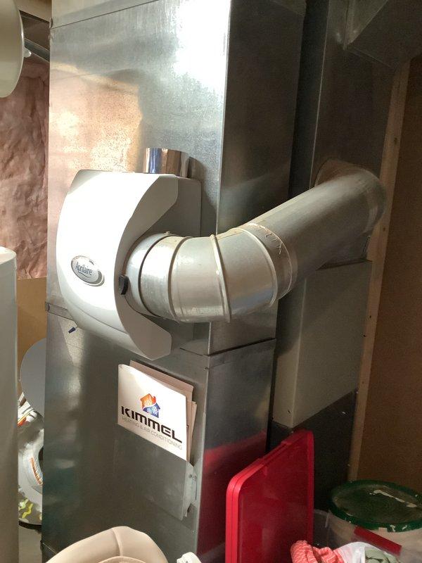 Provided comprehensive estimate for gas furnace replacement on 18-year-old unit with extensive repair history. Evaluated existing Kimmel brand furnace with connected Aprilaire humidifier and ductwork connections, documenting current system configuration and conditions. Generated two detailed replacement quotes for customer consideration based on equipment age and recurring maintenance issues.