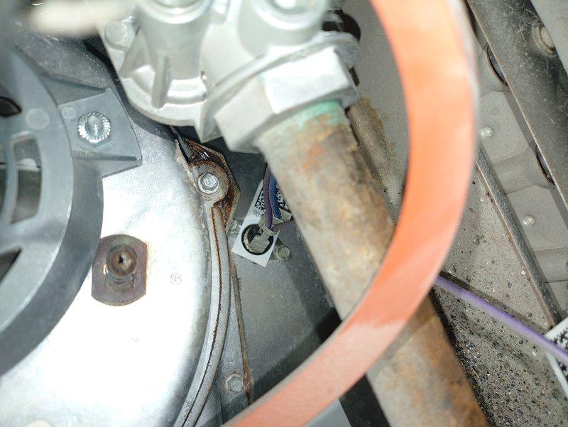 Responded to no heat call on 8-year-old furnace system. Upon inspection, found significant corrosion on copper refrigerant lines and metal components throughout the unit, along with degraded mounting brackets showing advanced rust. Documented condition of blower motor assembly, corroded piping, and drainage lines for customer review and future service planning.