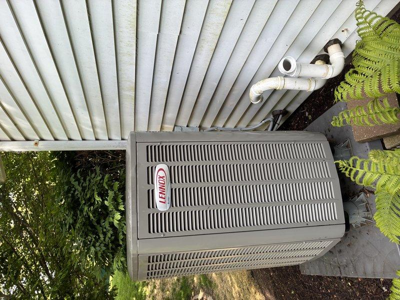 Completed routine maintenance on 3-year-old Lennox air conditioning system. Performed comprehensive tune-up including inspection of electrical components, removed and examined TR25R time-delay fuses from outdoor disconnect box which were found to be in serviceable condition. Verified proper operation of condenser unit, checked refrigerant lines and drainage system. Installed complimentary carbon monoxide detector as part of service package. Unit operating within normal parameters upon completion.
