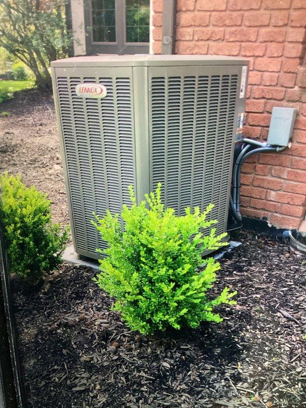 Completed routine MVP cooling maintenance visit on residential Lennox air conditioning system. Performed comprehensive inspection of outdoor condenser unit, verified proper operation of Aprilaire control panel and blower activation system, and confirmed all electrical connections and components functioning within normal parameters. System operating efficiently with no issues identified during this scheduled preventative maintenance service.