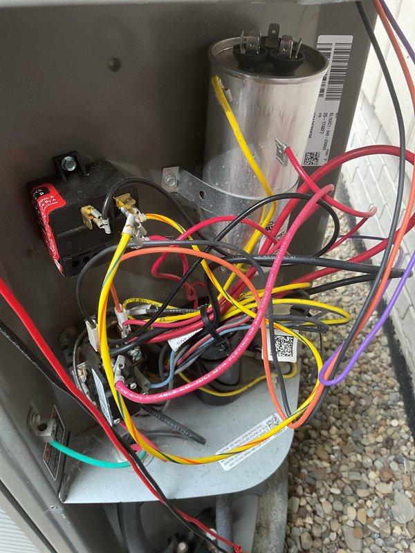 Completed preventive maintenance on two cooling systems: a Mitsubishi Electric ductless mini-split and a Lennox central air conditioning unit (8 years old). Inspected electrical components including capacitor and wiring connections, verified proper operation of both systems, and documented equipment condition with photos per recurring service agreement requirements.