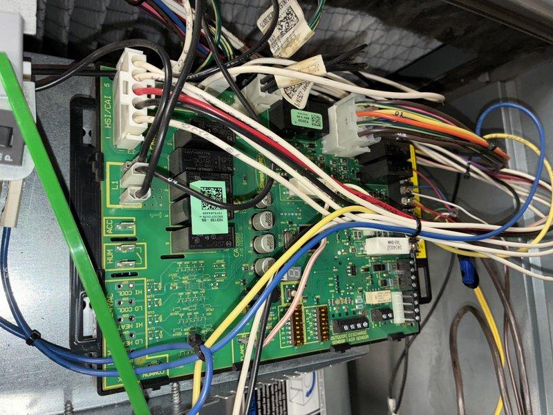 Completed comprehensive AC tune-up including full system inspection and performance evaluation. Inspected control board wiring and connections, examined blower wheel assembly for proper operation and cleanliness, and verified all electrical components functioning within normal parameters. System operating efficiently with no immediate concerns identified.