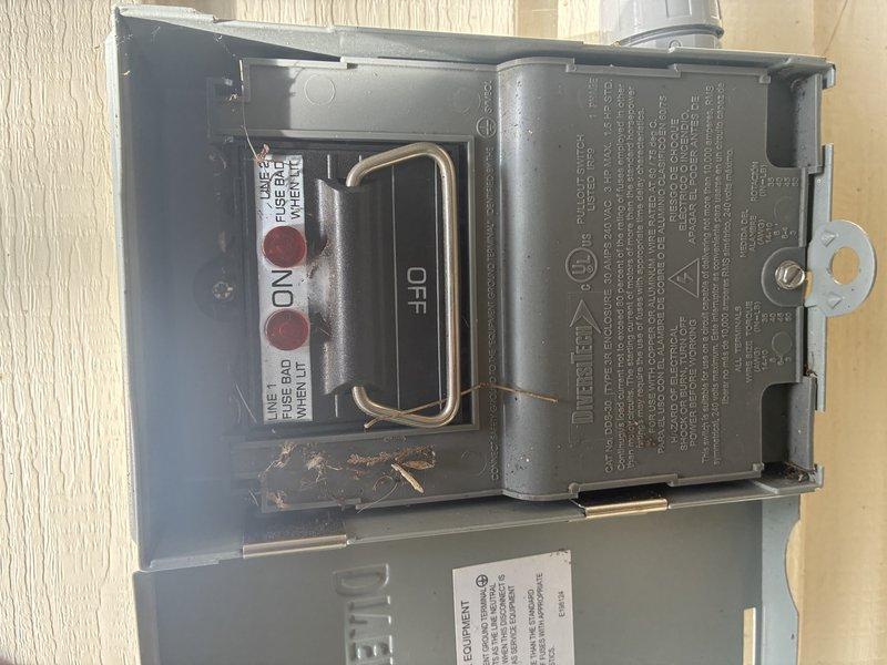 Performed routine maintenance on a 2-year-old air conditioning system. Conducted electrical diagnostics using digital multimeter to verify proper voltage and amperage readings at the disconnect switch and control panel. Inspected electrical connections, tested safety controls, and confirmed all system components operating within manufacturer specifications.