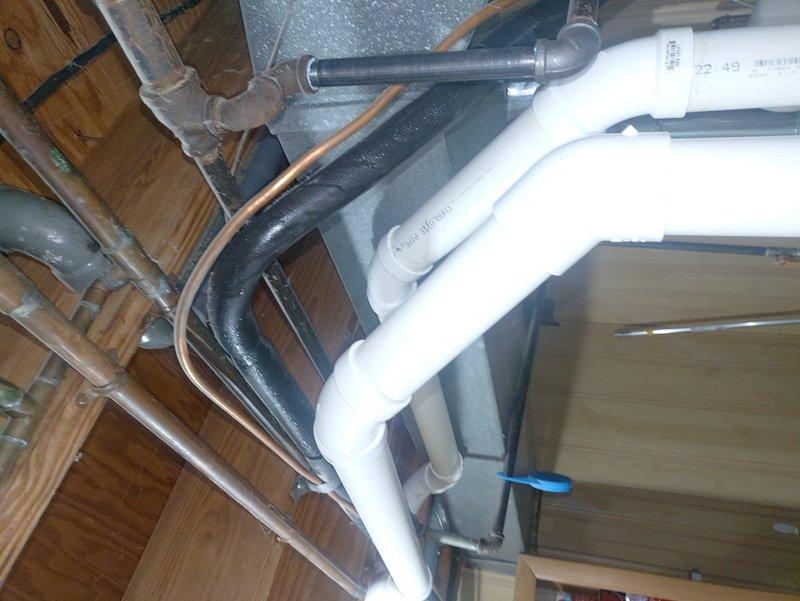 Responded to potential callback following duct cleaning service where air conditioning system was reported not working properly. Upon arrival and inspection of attic-mounted HVAC components, verified proper operation of AC unit and associated ductwork systems. Examined refrigerant lines, drainage piping, and ventilation components secured to ceiling joists. Confirmed all mechanical systems, including air handler and duct connections, were functioning within normal parameters following the previous duct cleaning work.