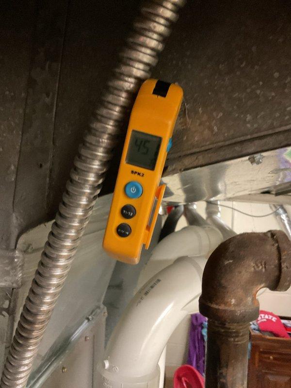 Completed annual maintenance on 7-year-old air conditioning system. Performed system diagnostics using digital measurement tools to verify proper refrigerant temperatures and pressures, with readings indicating normal operating parameters. Inspected air filtration system and confirmed dual pleated filters were clean and properly seated in housing. Examined all accessible ductwork connections, flexible conduit, and mechanical components for proper operation and structural integrity.