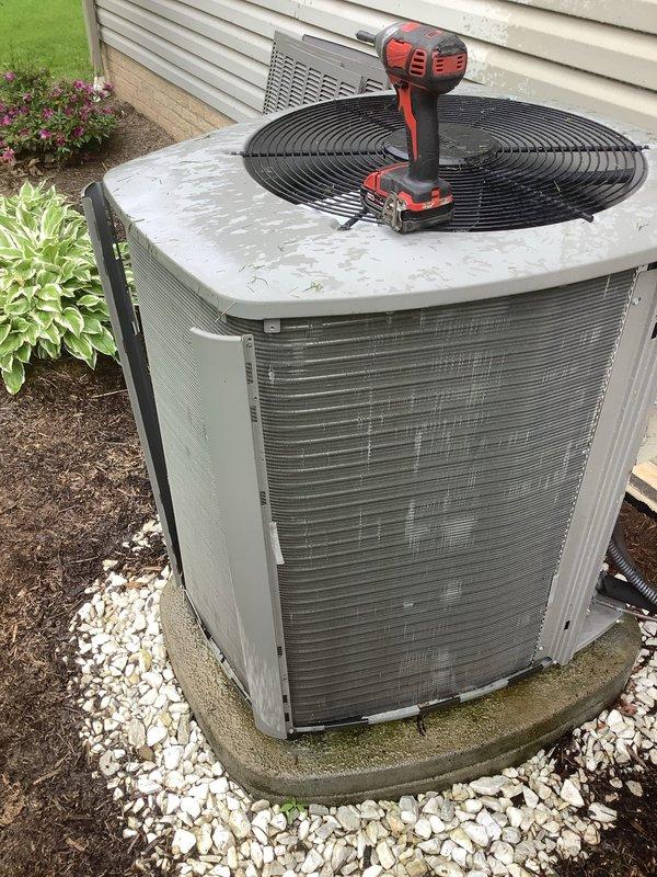Completed BS-MVP cooling maintenance visit on 9-year-old Lennox air conditioning system. Performed comprehensive inspection of outdoor condenser unit, checked electrical connections, verified proper airflow through coil fins and louvers, and ensured unit operational parameters met manufacturer specifications. System found operating within normal range with no immediate service needs identified.