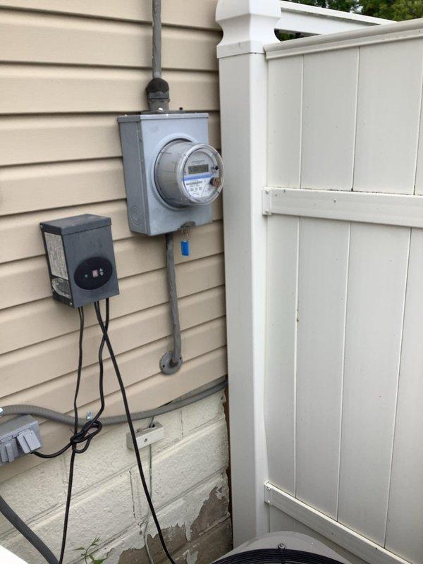 Replaced damaged service cable running from meter base to main electrical panel. Investigated and resolved recurring breaker tripping issue by identifying faulty conductor connection at service entrance. Secured all exterior conduit and verified proper grounding at meter enclosure.