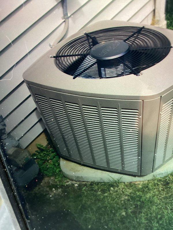Completed MVP cooling maintenance visit on residential split system air conditioning unit. Performed comprehensive inspection of outdoor condenser unit, verifying proper operation of fan assembly and checking refrigerant lines and electrical connections. Inspected interior components including control wiring, safety sensors, and brass fittings within the equipment cabinet. Unit operating within normal parameters with no deficiencies noted at time of service.