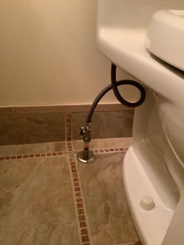 Replaced three toilets throughout the residence with new linen-colored American Standard Cadet Pro models. Installed one-piece elongated bowl, chair height toilets in the second floor master bath and first floor half bath. Replaced second floor half bath toilet with a two-piece 10" rough-in Cadet Pro elongated bowl, chair height model in linen finish. Installed new shut-off valve for basement toilet. All fixtures tested for proper operation and checked for leaks upon completion.