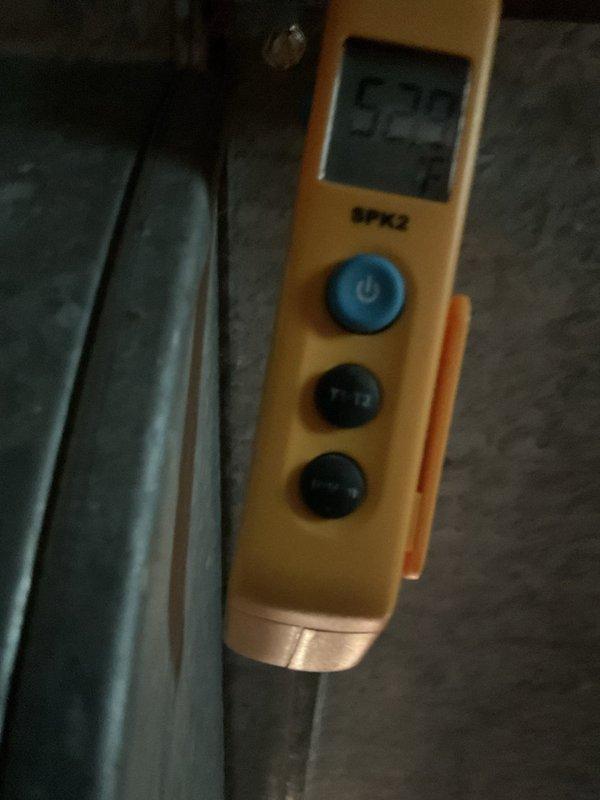 Completed preventive maintenance on air conditioning system. Performed temperature diagnostics on supply ductwork, recording 38.8°F at the main trunk line, confirming proper system cooling performance and adequate refrigerant charge.