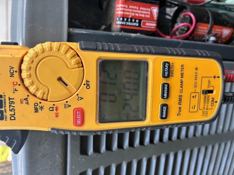 Completed routine MVP cooling maintenance visit on HVAC system. Performed electrical diagnostics using clamp meter to verify proper amperage draws and system performance. Inspected and documented electrical connections, contactors, and terminal blocks, noting all components operating within normal parameters for continued reliable cooling operation.