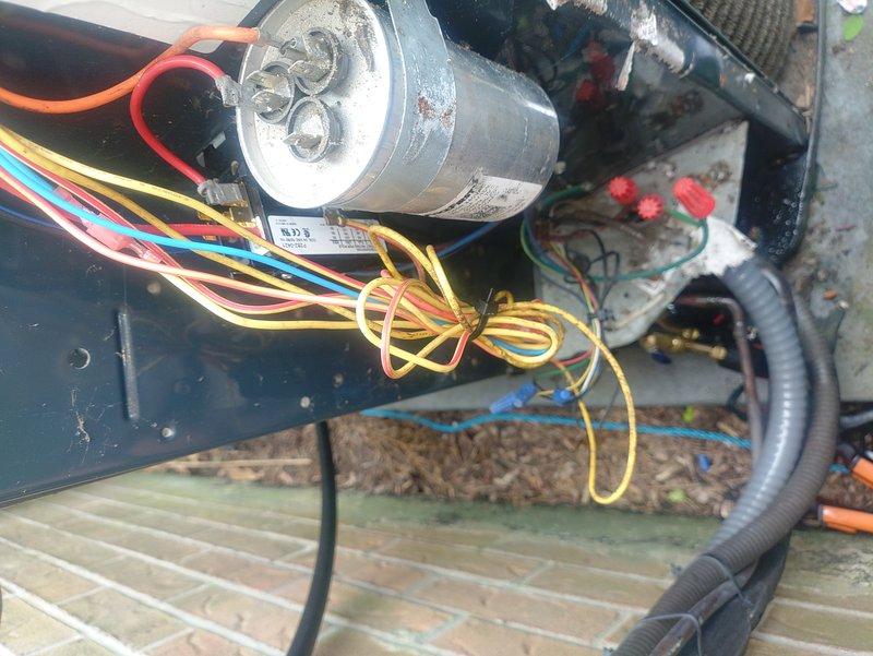 Responded to no cooling complaint on 10-year-old air conditioning system. Found compressor not running while blower motor operated normally. Diagnosed failed capacitor as root cause of compressor failure. Replaced defective capacitor with new unit, verified proper electrical connections, and tested system operation. Confirmed compressor engaged properly and unit returned to normal cooling operation upon completion.