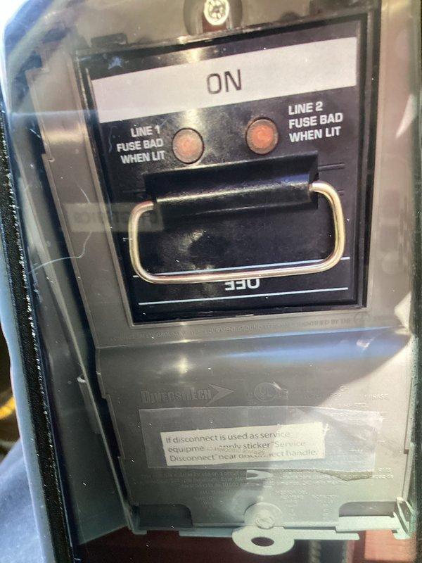 Responded to no-cooling service call following previous day's A/C installation. Upon inspection, discovered blown fuses in the outdoor unit disconnect switch. Removed and replaced faulty fuses in the fuse block, restored power to the system, and verified proper operation of the air conditioning unit.