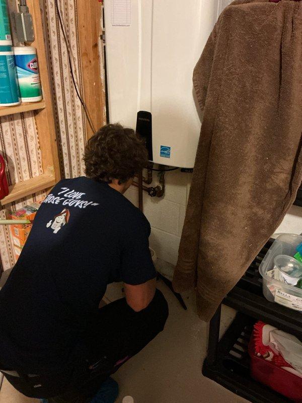 Performed routine maintenance on a 5-year-old tankless water heater unit, completing a comprehensive deliming flush service. Technicians descaled the heat exchanger and internal components to remove mineral buildup, ensuring optimal performance and energy efficiency of the Energy Star certified unit.