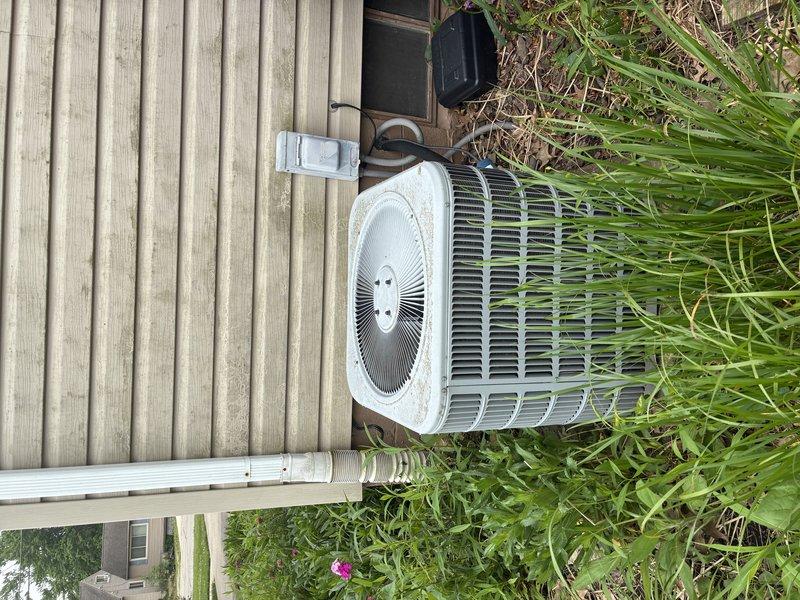 Responded to no-cooling complaint on residential split system. Upon arrival, found outdoor condenser unit heavily obstructed by overgrown vegetation restricting airflow to coil. Customer had already replaced filter and rinsed condenser prior to service call. Cleared vegetation from around unit perimeter and top discharge area to restore proper airflow and heat rejection. Inspected control board at air handler—all connections secure with no visual defects noted. Verified system operation after clearing obstruction; unit cycled properly with adequate airflow restored to condenser. Advised customer to maintain minimum 24-inch clearance around outdoor unit and monitor system performance over next cooling cycle.