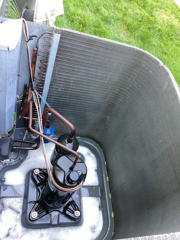 Completed comprehensive system inspection of residential air conditioning unit with all operational parameters confirmed within normal specifications. Performed standard condenser coil cleaning and sold deep soap coil wash service to enhance heat transfer efficiency and reduce system stress by breaking down accumulated dust and debris penetration. Customer approved service with partial payment received, and all required materials available from truck stock for completion.