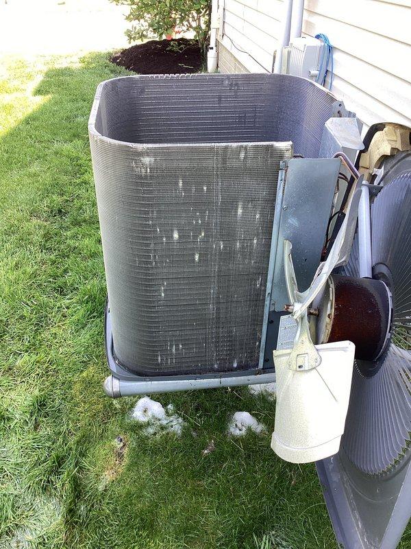 Completed comprehensive system inspection of residential air conditioning unit with all operational parameters confirmed within normal specifications. Performed standard condenser coil cleaning and sold deep soap coil wash service to enhance heat transfer efficiency and reduce system stress by breaking down accumulated dust and debris penetration. Customer approved service with partial payment received, and all required materials available from truck stock for completion.
