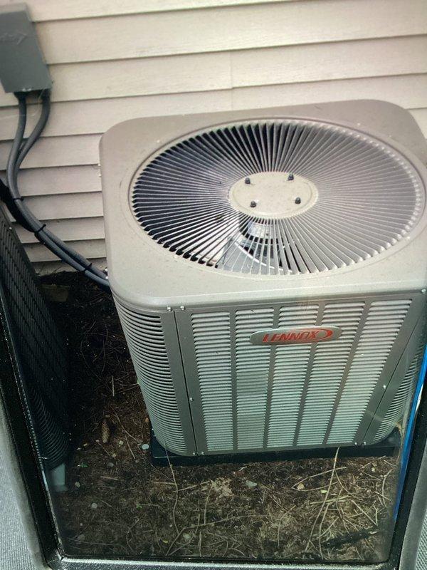 Completed routine maintenance on a Lennox air conditioning system approximately two years into service. Performed comprehensive inspection of outdoor condenser unit and indoor furnace components. Verified proper operation of cooling equipment, checked electrical connections at disconnect box, and inspected refrigerant lines. Cleaned condenser coils, assessed airflow through louvered panels, and confirmed fan motor operation. Inspected indoor air handler, ductwork connections, and associated mechanical components. System operating within manufacturer specifications with no issues identified. Unit maintained under MVP service agreement.