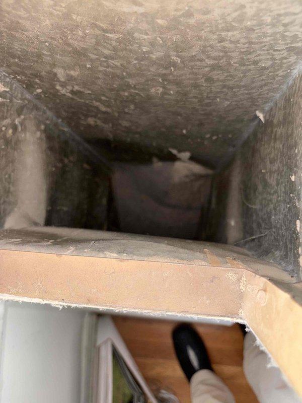 Conducted on-site evaluation for mini split installation in upstairs area of residence. Assessed existing ductwork conditions and identified significant dust and debris accumulation within ventilation system. Evaluated entry point access and measured installation location for proper mini split unit placement and mounting requirements.