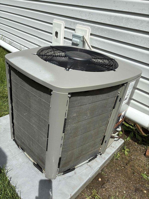 Completed comprehensive AC tune-up and cleaning on a five-year-old residential cooling system. Performed full maintenance protocol including inspection of outdoor condenser unit, verified proper operation of control board and all electronic components, checked electrical connections at disconnect box, cleaned condenser coils and fan assembly, and tested system performance. Unit operating within normal parameters with no issues identified.