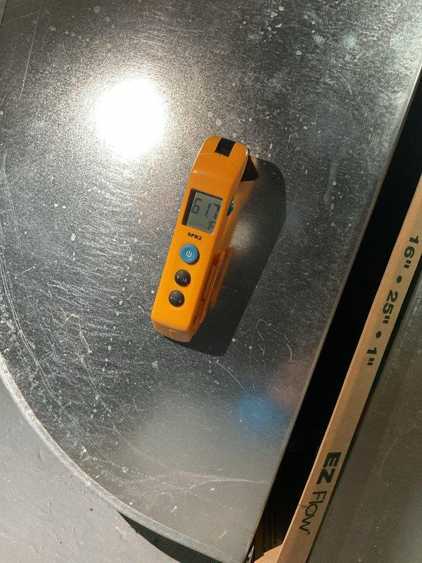 Completed routine MVP cooling maintenance visit on 11-year-old system. Performed comprehensive system diagnostics using digital measurement equipment, recording temperature readings at multiple test points including supply air (41°F) and return air (61°F) measurements. All readings within normal operating parameters, confirming proper system performance and adequate cooling capacity for continued reliable operation.