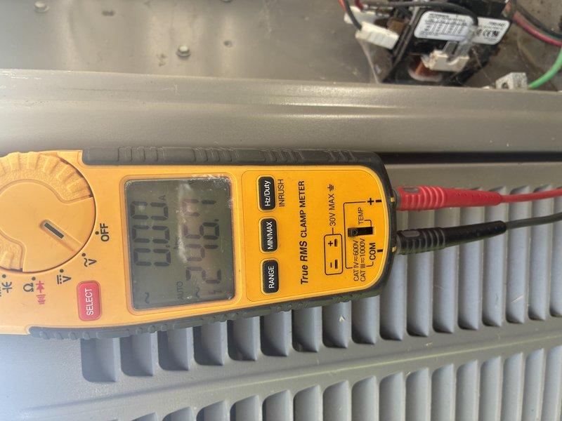Completed scheduled MVP cooling maintenance visit on 9-year-old air conditioning system. Performed comprehensive system diagnostics using digital multimeter to verify electrical parameters and system performance. Measured voltage, amperage, and continuity at evaporator coil assembly and associated electrical components. Inspected heat exchanger fins and coil assembly, which showed good condition with no visible corrosion or damage. Verified proper motor operation and electrical connections, confirming all wiring harnesses secure with appropriate color coding intact. System operating within normal parameters with no deficiencies noted.