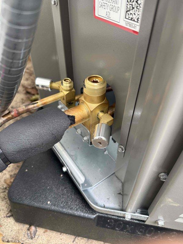 Completed installation of new air conditioning system with matching evaporator coil. Installed outdoor condensing unit on concrete pad with proper clearances, mounted disconnect box on exterior wall, and ran refrigerant lines with appropriate insulation. Connected all electrical components, installed service valves, and verified all connections are secure and operational.