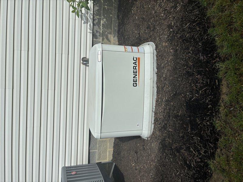Performed scheduled maintenance on a 2-year-old Generac 19.5kW standby generator. Completed routine inspection of unit including oil level check, air filter examination, battery voltage test, and visual assessment of all connections and components. Verified proper operation of automatic transfer switch and conducted exercise cycle to ensure generator started and ran smoothly under load. Inspected installation area including concrete pad, mounting hardware, and clearances around unit. All systems functioning within normal parameters upon completion of maintenance service.