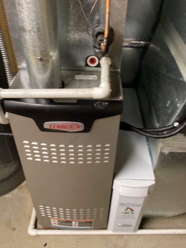 Completed scheduled MVP cooling maintenance visit on residential HVAC system. Performed comprehensive inspection of Lennox furnace and cooling components, including examination of electrical connections, capacitor condition, refrigerant lines, condensate drain system, and ductwork. All system components found operating within normal parameters with no deficiencies noted.