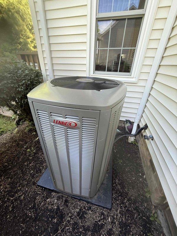 Completed scheduled cooling maintenance on residential Lennox air conditioning system. Performed comprehensive inspection of outdoor condenser unit, verified proper operation of all components including compressor, fan motor, and refrigerant lines. System tested and confirmed to be operating within normal parameters. Unit exterior fins and louvers inspected and found in good condition with adequate airflow. All maintenance tasks completed successfully with system fully operational upon departure.