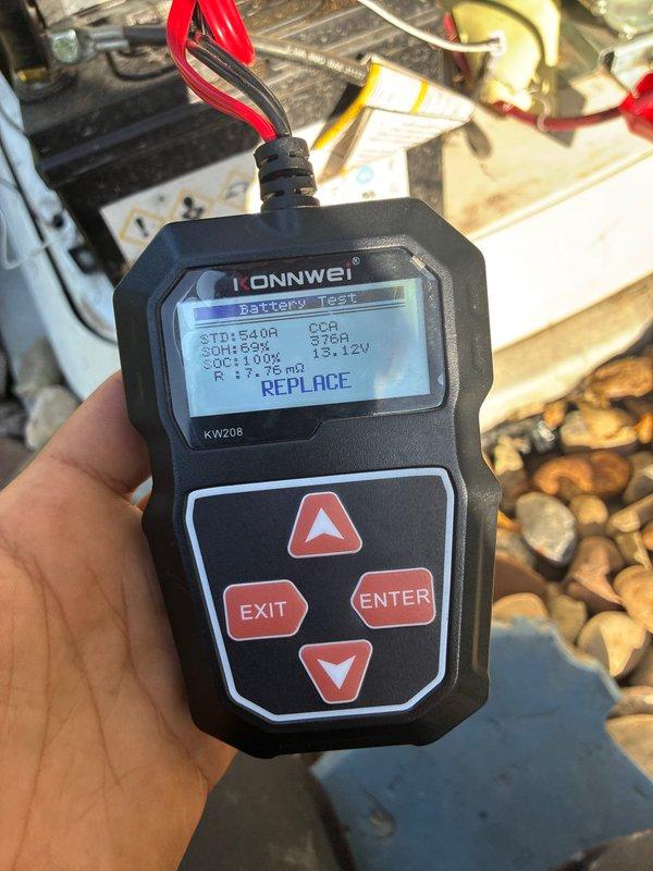 Performed scheduled two-year maintenance service on residential standby generator. Conducted comprehensive battery testing using diagnostic equipment, which revealed the starting battery requires replacement due to diminished cold cranking amp capacity (340 CCA) and state of health at 58%, despite maintaining full charge at 13.12V. Tested backup battery showing optimal performance with 100% state of health, 100% state of charge, and low internal resistance of 3.96mΩ. Documented all findings with photographs for customer records and recommended immediate battery replacement to ensure reliable generator operation during power outages.