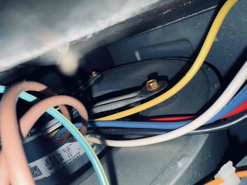Completed comprehensive tune-up on 9-year-old R410A air conditioning system. Performed system diagnostics using digital manifold gauges, recording operating pressures of 131.4 psi suction and 344.4 psi discharge with corresponding saturation temperatures of 45.5°F and 105.6°F. Measured superheat at 10.1°F and subcooling at 1.3°F, indicating system is operating within acceptable parameters though subcooling is slightly low. Inspected electrical connections and wiring within unit, verifying all terminations are secure and properly routed. System is functioning properly and ready for continued operation.