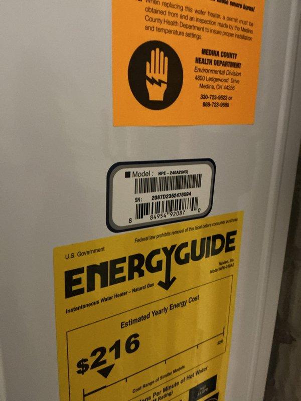 Performed descaling maintenance service on Navien NPE-240A2H tankless water heater. Accessed internal components, flushed heat exchanger and associated piping assembly to remove mineral buildup and scale deposits. Verified proper operation of circulation pump and mechanical components upon completion. Unit restored to optimal performance specifications.