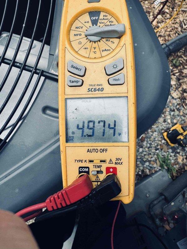 # HVAC Service Report

Responded to no cooling complaint on 3-year-old air conditioning system. Upon arrival, performed diagnostic testing using digital multimeter to assess electrical values at outdoor unit. Measurements indicated potential issue with compressor circuit. Inspected compressor terminal connections and found dirty, corroded terminals with compromised wire connections. Cleaned terminal box, tightened all electrical connections, and verified proper voltage and amperage readings. System restored to normal cooling operation. Advised customer of findings and recommended routine maintenance to prevent future issues.