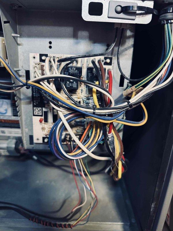 Completed scheduled cooling maintenance inspection. Performed system evaluation including blower assembly examination and electrical component inspection. Blower wheel showed normal dust accumulation; verified proper operation of capacitors, relays, and control board wiring connections. All components functioning within normal parameters at time of service.