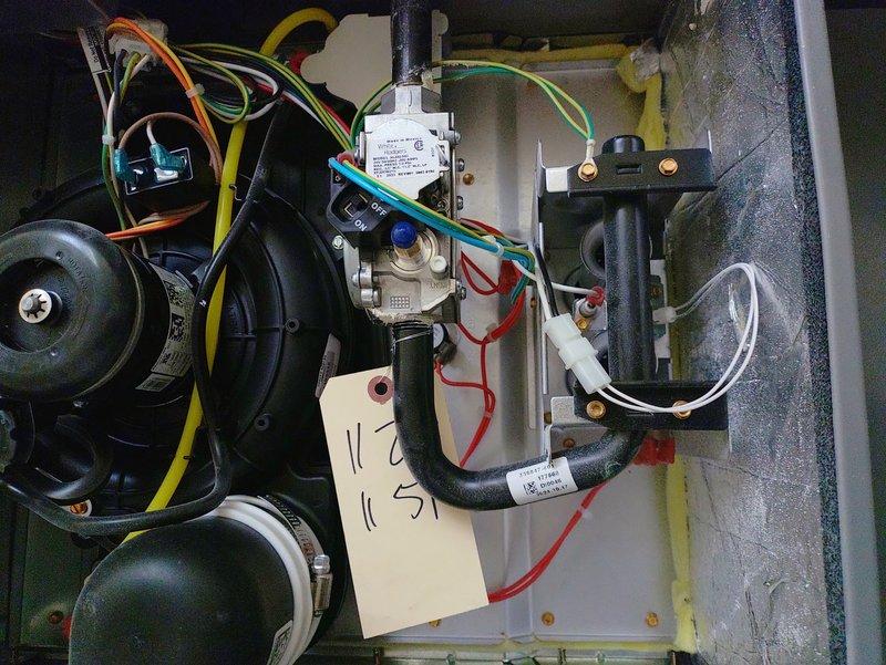 Converted brand new furnace from natural gas to propane operation. Replaced gas valve assembly with propane-compatible unit, adjusted orifices for proper fuel delivery, and reconfigured control board wiring connections. Verified all electrical connections, tested blower motor operation, and confirmed proper combustion and system functionality upon completion.
