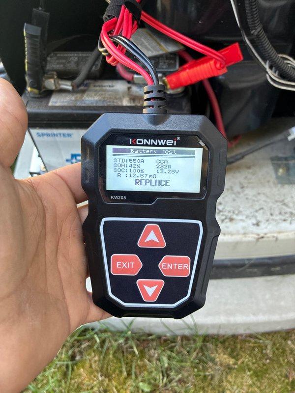 Completed annual preventive maintenance on residential Generac standby generator. Performed comprehensive system inspection including visual examination of unit exterior, transfer switch, and electrical connections. Conducted battery load test which revealed State of Health at 42% with 12.25V reading and 732A CCA against 550A standard—battery requires replacement due to degraded capacity. Inspected all conduit runs, mounting hardware, and concrete pad for proper installation. Verified generator control panel functionality and confirmed unit operational status. Recommended battery replacement at earliest convenience to ensure reliable emergency power operation.