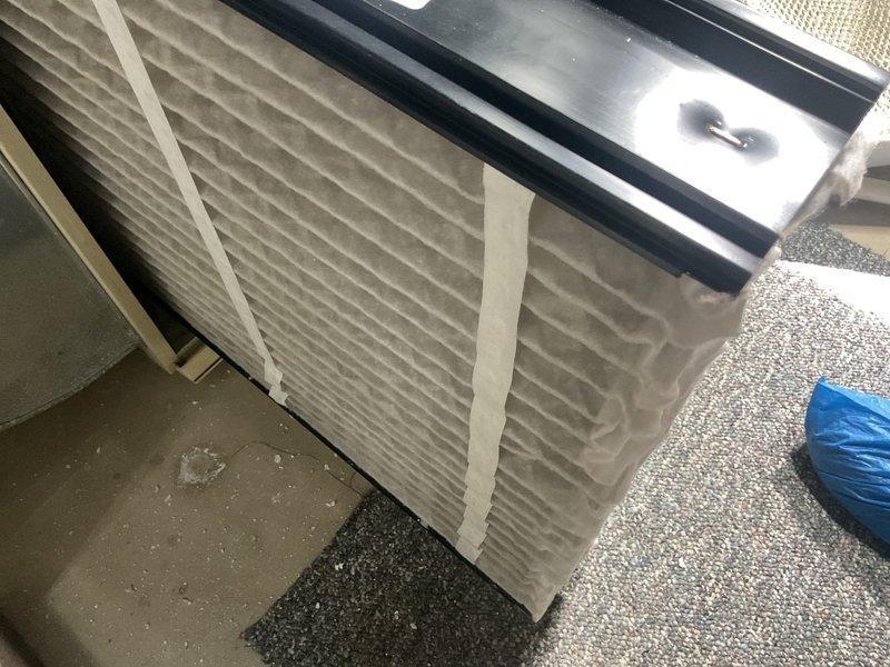 Completed HVAC tune-up service including system inspection and filter replacement. Installed new pleated air filters at the air handler unit and verified proper fit and sealing. Inspected outdoor unit components including solenoid valve and electrical connections, confirming all wiring and copper fittings were secure and functioning properly.