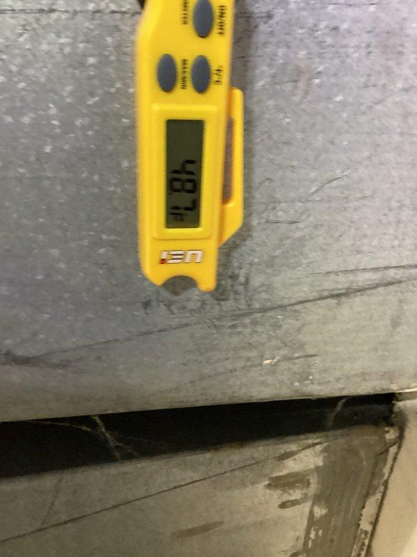 Performed routine maintenance inspection on 14-year-old outdoor air conditioning unit. Measured system temperatures and pressures using digital diagnostic meter, inspected evaporator coil condition within air handler, and verified proper airflow through pleated filter media. Unit operational at time of service completion.
