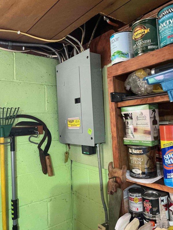 Installed whole home surge protector at main electrical panel. Documented existing conditions including deteriorated cable insulation on service entrance conductors requiring future attention. System tested and operational upon completion.